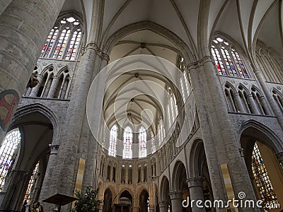 Inside Of Cathedral of St. Martin in Brussels