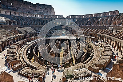 Inside of Colosseum in Rome, Italy.