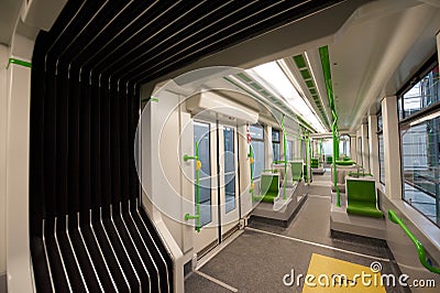 Inside a empty subway car