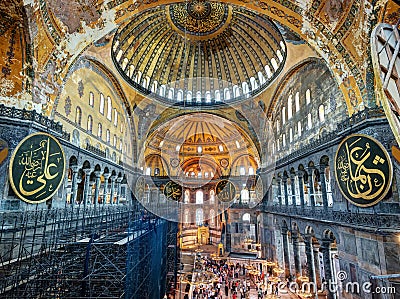 Inside the Hagia Sophia in Istanbul, Turkey