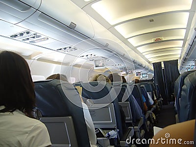 Inside passengers jet