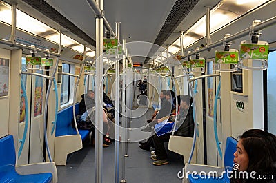 Inside Shanghai subway train carriage China