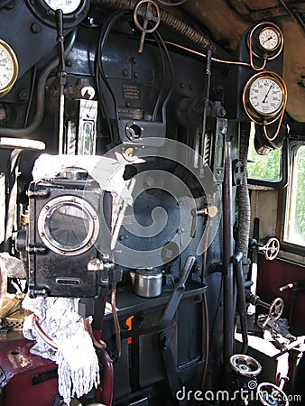 Inside a steam train