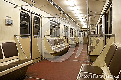 Inside of train in Moscow metro