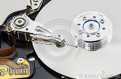 Inside view of hard disk computer