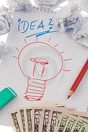 Inspiration and ideas with bulb.