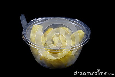 Instant food plastic sealed bowl of yellow peppers