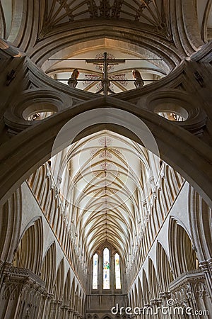 Interior of a beautiful gothic Wells Cathedral