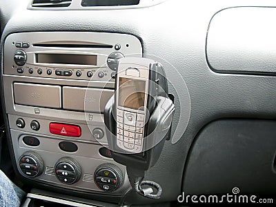Interior of car with mobile