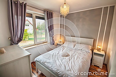 Interior of a country home bedroom.