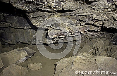Interior Crawl Space of Rocky Lava Tube Cave