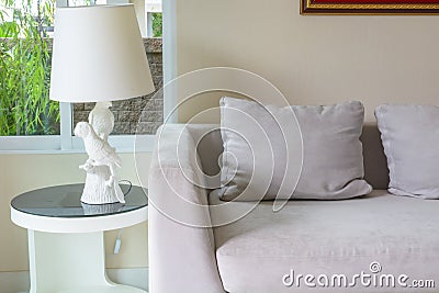 Interior design with sofa and lamp