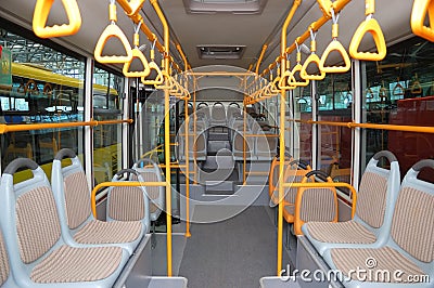 Interior of an empty city bus