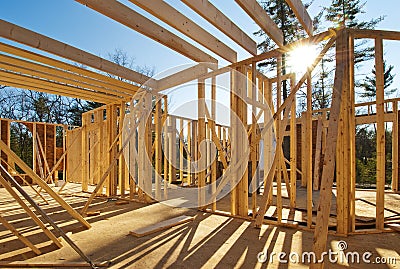 Interior framing of a new house