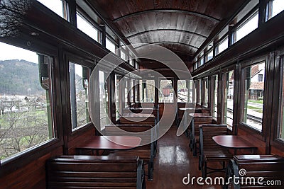 Interior of luxury old train carriage