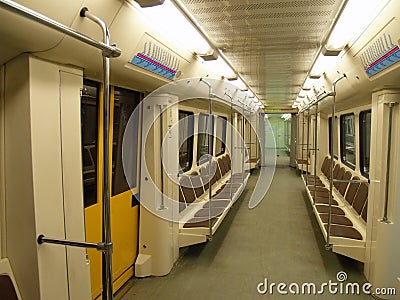Interior of a modern subway car