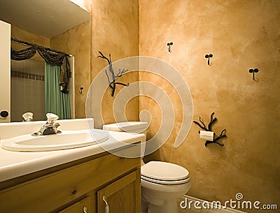 Interior shot of a bathroom with modern design
