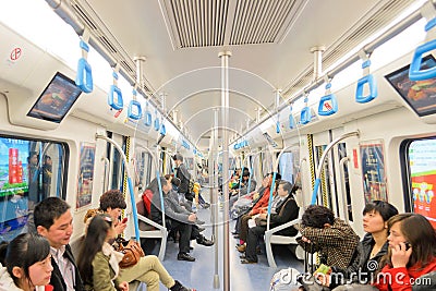 Interior of subway train