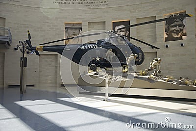 Interior view of helicopter landing at the National Museum of the Marine Corps