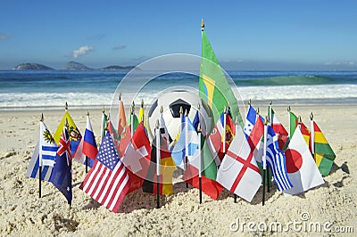 International Football Country Flags Soccer Ball Rio de Janeiro Brazil