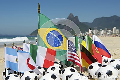International Football Country Flags Soccer Balls Rio de Janeiro Brazil