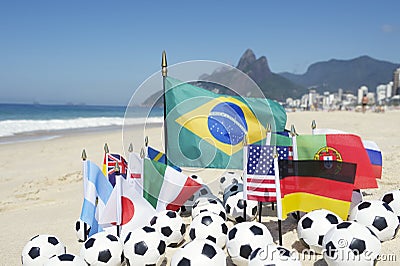 International Soccer Team Flags Footballs Rio de Janeiro Brazil