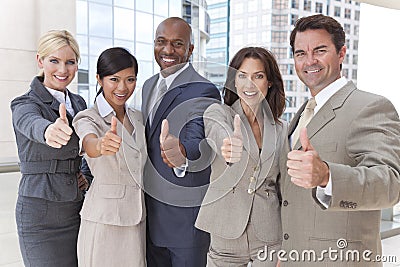 Interracial Men & Women Business Team Thumbs Up