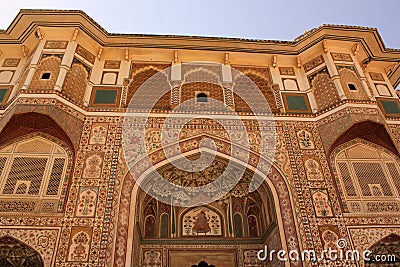 Intricate paintings on Ganesh Pol entrance Amber fort