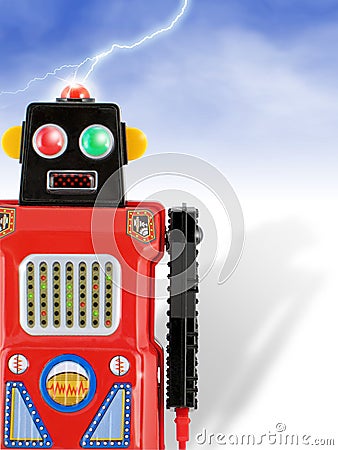 Invading Red Tin Toy Robot!