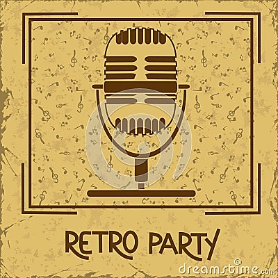 Invitation to retro party with microphone