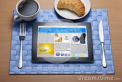 Ipad Tablet Online Breakfast Newspaper