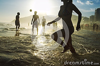 Ipanema Beach Rio Brazilian Men and Women Silhouettes