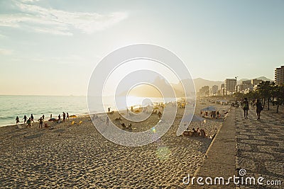 IPANEMA BEACH, RIO DE JANEIRO, BRAZIL - NOVEMBER 2009: sun setti