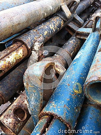 Iron pipes in construction site