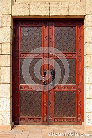 Islamic pattern on wooden door