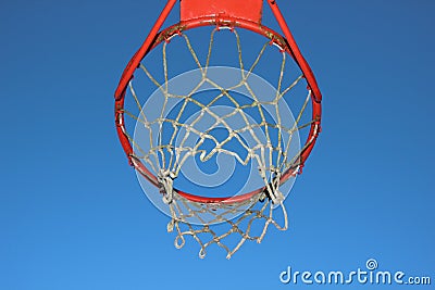 Isolated basketball net on blue sky background