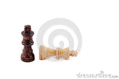 Isolated black and defeat white kings on white background