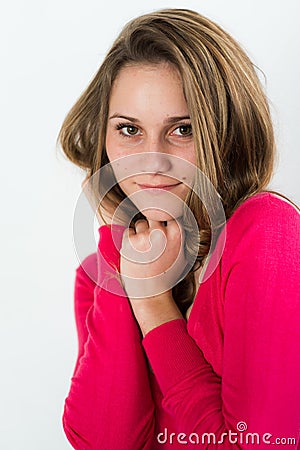 Isolated portrait of cheerful young teenager