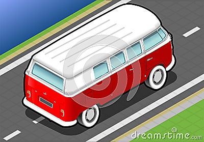 Isometric Bicolor Van in Rear View