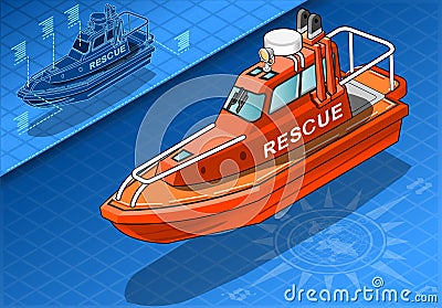 Isometric Rescue Boat in Front View