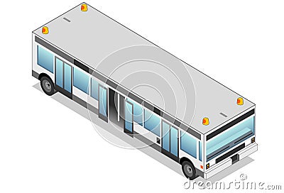 Isometric white airport bus