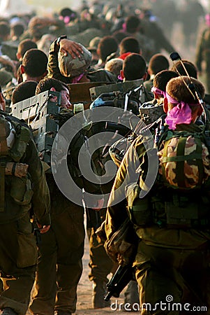 Israeli soldiers during stretcher journey