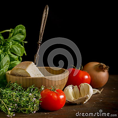 Italian food background with tomatoes