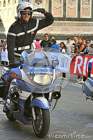 Italian policeman on a motorcycle in Italy