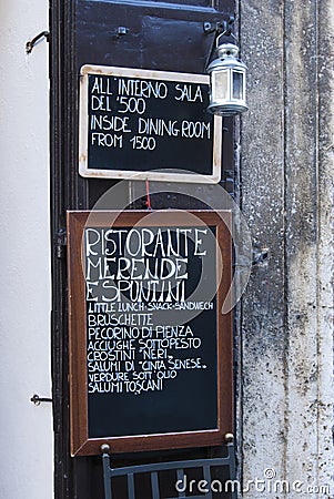 Italian restaurant menu board