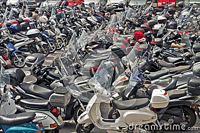 Italy, scooter and motorbike parking