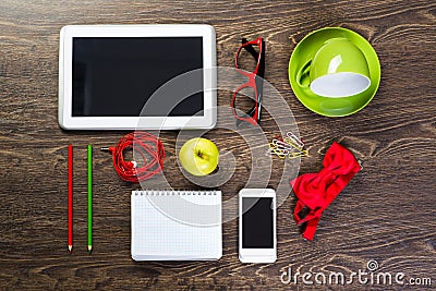 Items laid on the table, still life