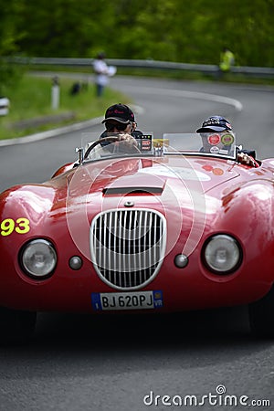 Jaguar Biondetti car running in Mille Miglia race