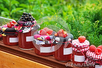 Jam jars with label