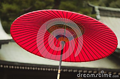 Japan Tokyo Meiji-jingu Shinto Shrine traditional red umbrella